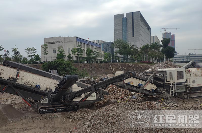 移动破碎站建筑垃圾破碎现场 移动破碎站建筑垃圾破碎现场